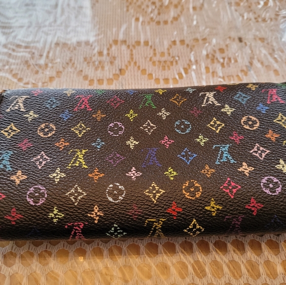 Auth 100% Louis Vuitton Monogram Multicolor Portefeuille Sarah Wallet - Picture 3 of 11